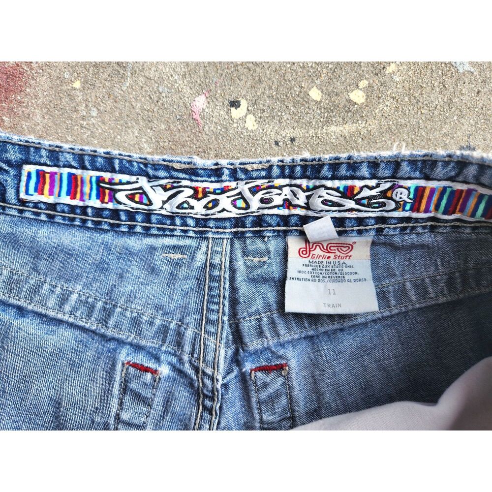 Vintage 90s JNCO Girlies Denim Shorts Y2K Made USA Graffiti Waist Festival W32 - Picture 5 of 9